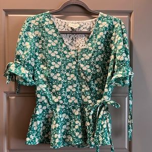 Meraki Floral Green Blouse Medium